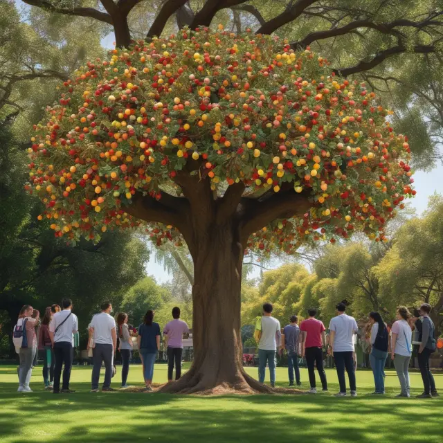 An image of a blooming tree with fruits symbolizing Haas