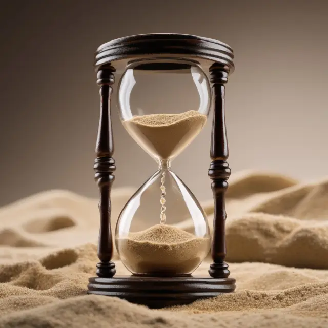 Hourglass filled with sand grains symbolizing mineral rights and lease terms during oil and gas negotiations