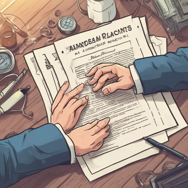 A handshake between two parties symbolizing the transfer of ownership through a habendum clause. The scene depicts real estate and oil & gas leases.