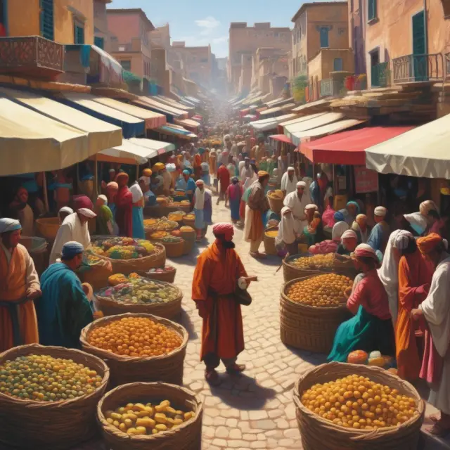 People from various cultures haggling in a bustling marketplace, demonstrating the universally accepted practice