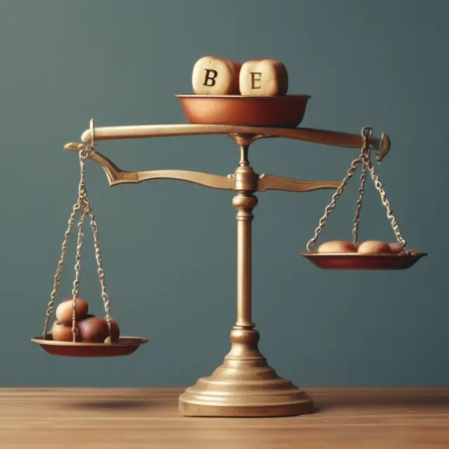Balance scale representing the half-year convention for depreciation, showing a matured asset and an empty pan