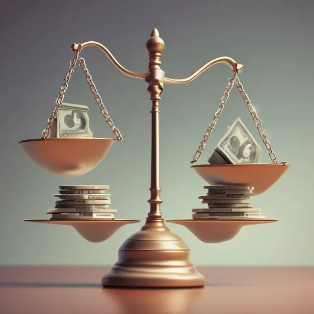 Visualization of a tax scales balance comparing the impact of half stock investments on capital gains and ordinary income