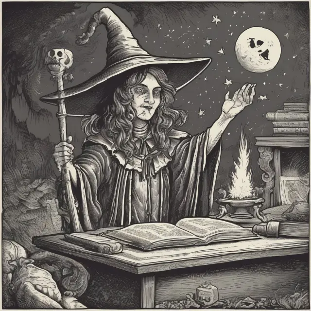 A witch casting a spell over Canadian income trust symbols during Halloween, symbolizing the 2006 tax changes that significantly impacted their value