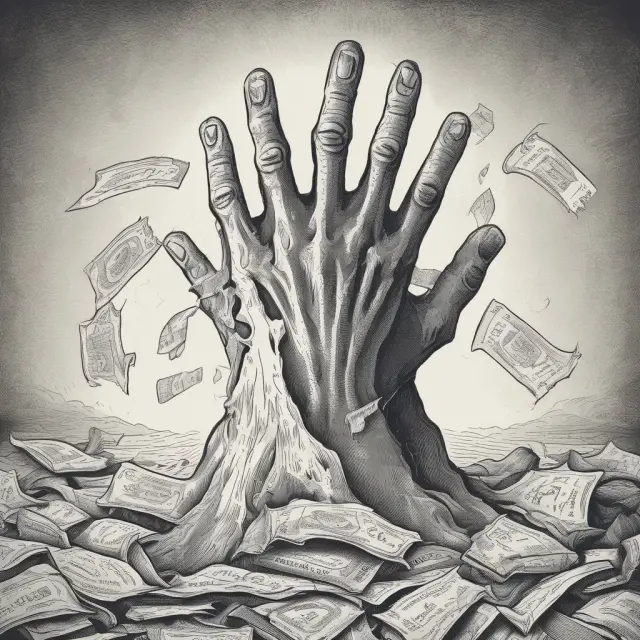 A spectral hand removing tax advantages from income trusts, revealing their transformation into corporations following Jim Flaherty