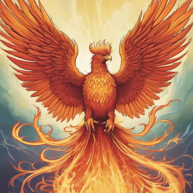 A mythical phoenix rising from ashes, symbolizing brand transformation and the halo effect