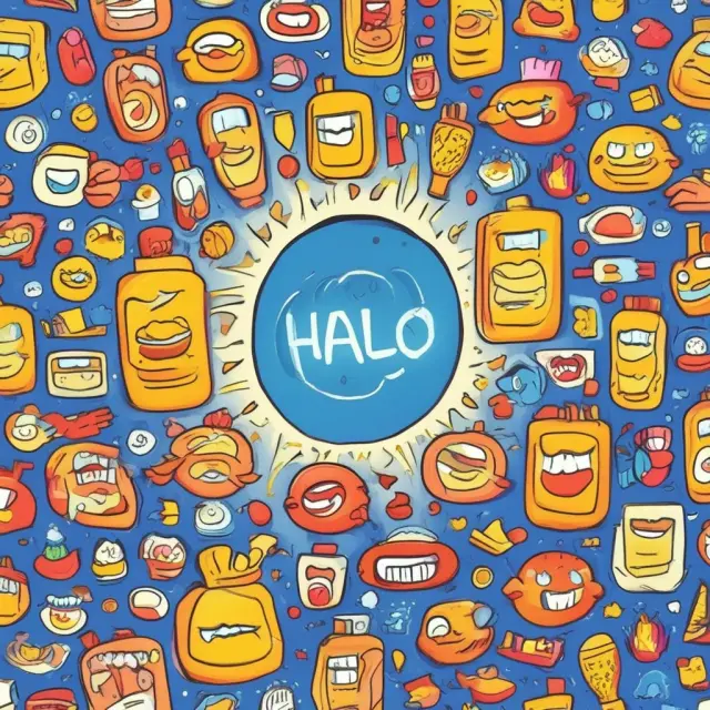 A waterfall of golden confetti pouring over various branded products, illustrating the far-reaching positive influence of a strong halo effect on consumer perception and purchasing behavior.