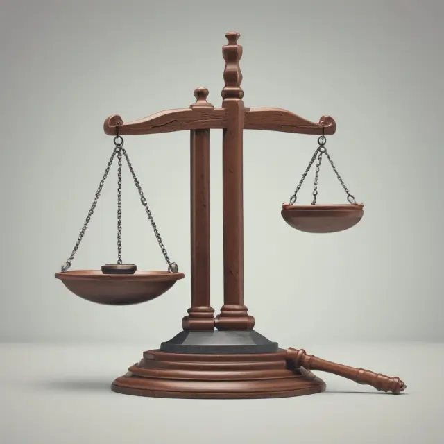 A balanced scale of justice with an ethical dilemma represented by a hovering hammer, symbolizing the power dynamic between insurer and policyholder in hammer clause disputes