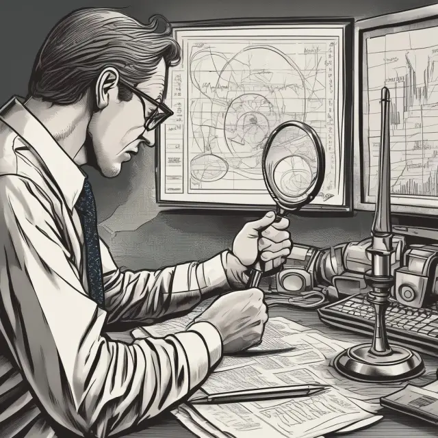 Analyst closely scrutinizing hammer candlestick pattern for signs of bullish reversal in stock prices