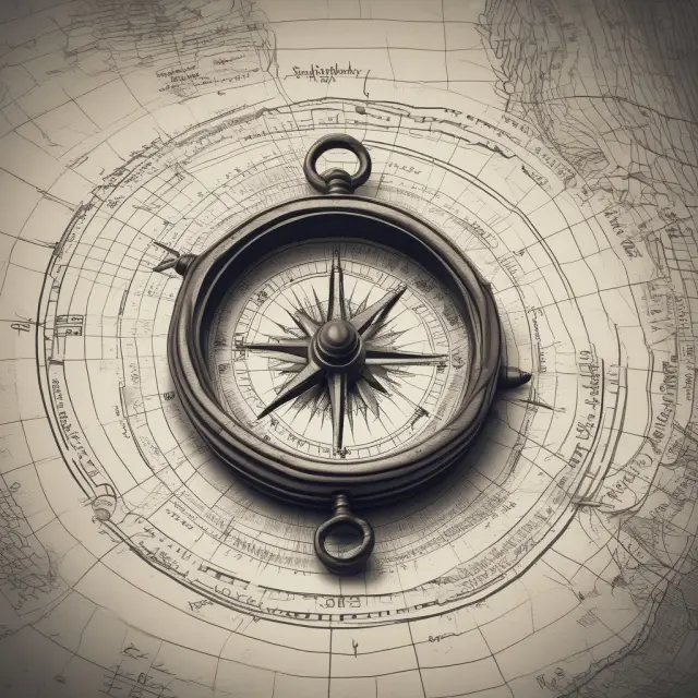 Trader with compass analyzing stock market handle quotes in a dynamic, SEO-optimized image.