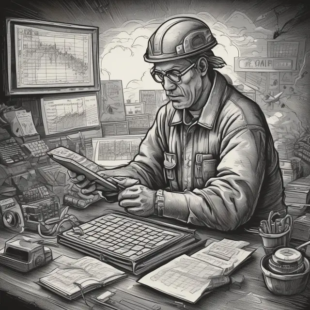 Trader working efficiently using a handle calculator and chart to make informed decisions amidst dynamic financial markets