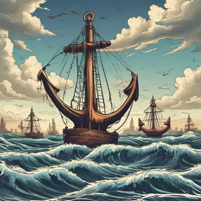 An anchor (handles) steadying a ship amidst the waves of stock prices and forex quotes