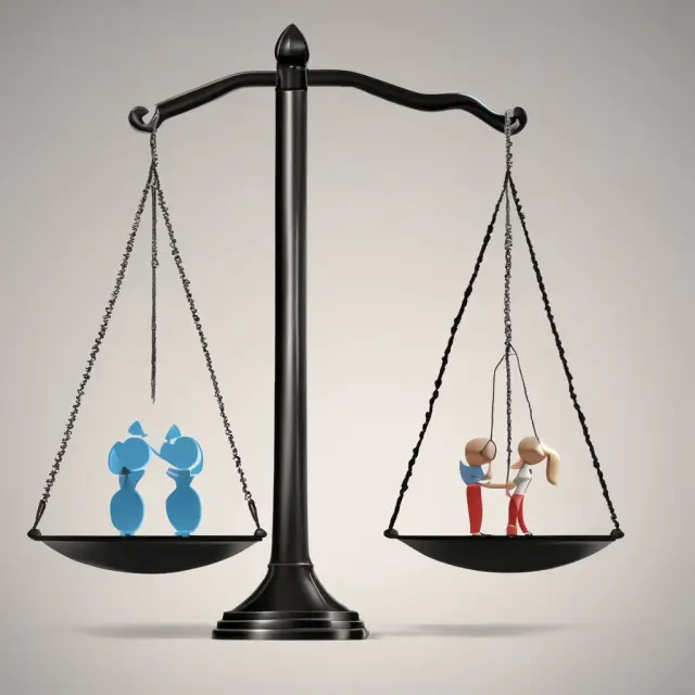 Visualizing the comparison of active and passive investment strategies with two scales striking a balance.