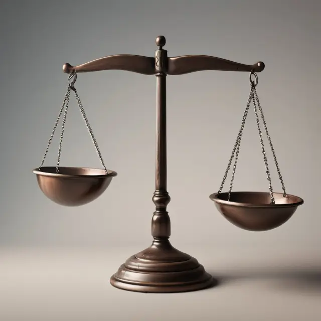 Two scales with money bags; one tips towards stocks, then corrected by selling and buying bonds for balance