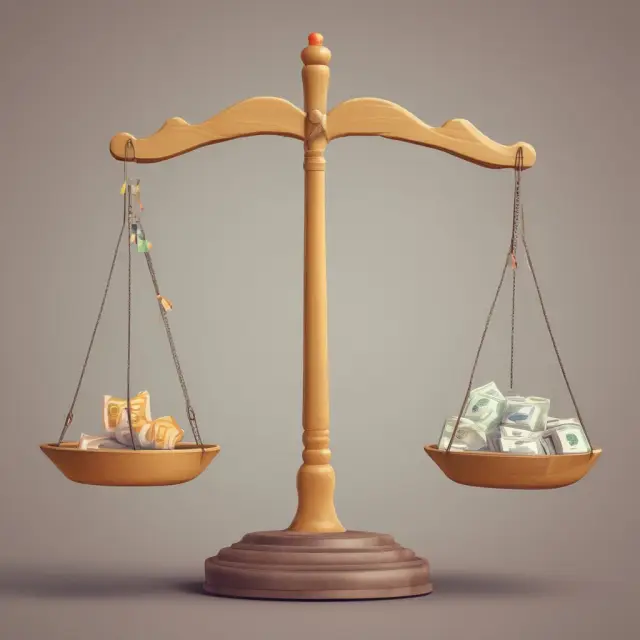 An image of a balanced scale with happiness data represented by a teetering ball on one side and economic indicators (such as income, education, health) on the other.
