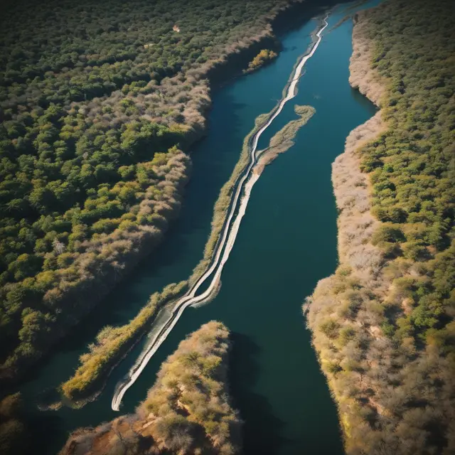Two rivers symbolizing Hard Fork and Soft Fork, representing different protocols and their impact on blockchain networks