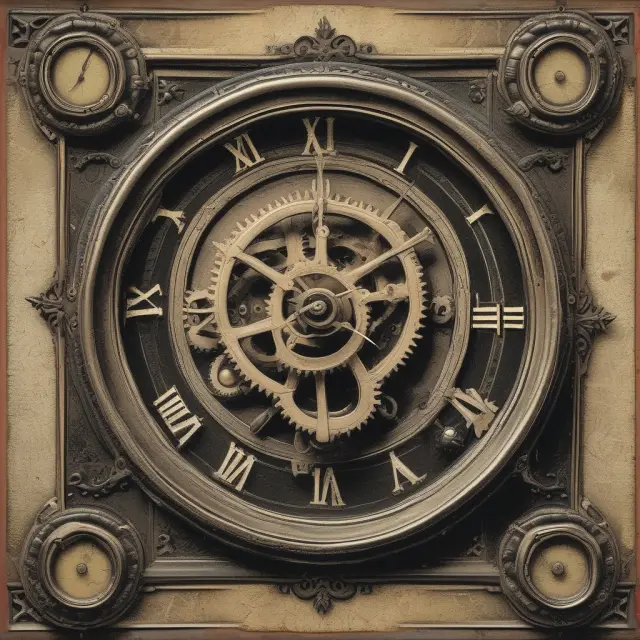 Imagery of an old clock representing depreciation on a vintage car. Aging gears depicting the impact on hard assets over time.