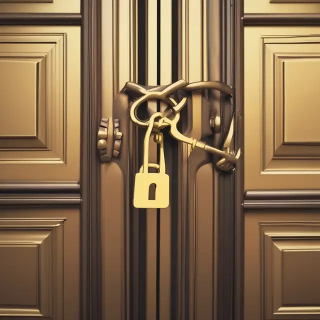 Golden key unlocking real estate opportunities with hard money loans. Collateral-secured financing, faster access to funds.