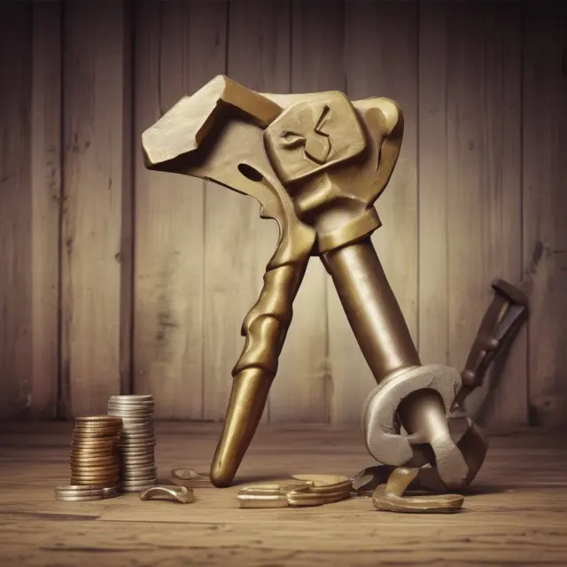 Artisan hammers and wrenches crafting property improvements with a hard money loan.