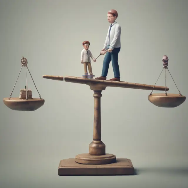 Person on a see-saw, one side symbolizing affordable healthcare coverage while the other represents hardships and exemptions