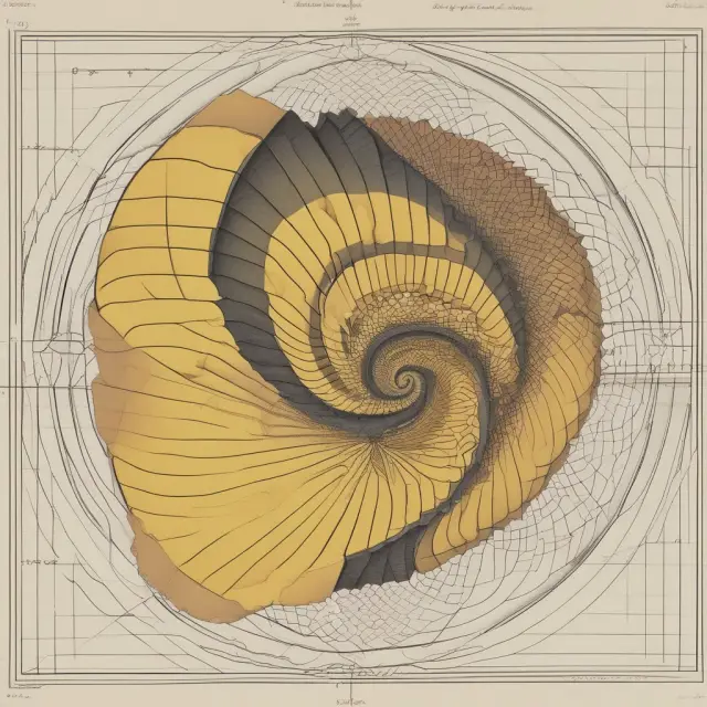 A harmonic mean represented by a golden spiral intersecting various Fibonacci retracement levels.