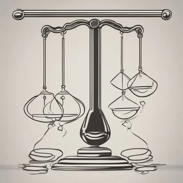 Five scales balanced on a curve illustrating advantages of Harmonic Mean in Finance: equal weightage, accuracy, usefulness for multiples and negative values.