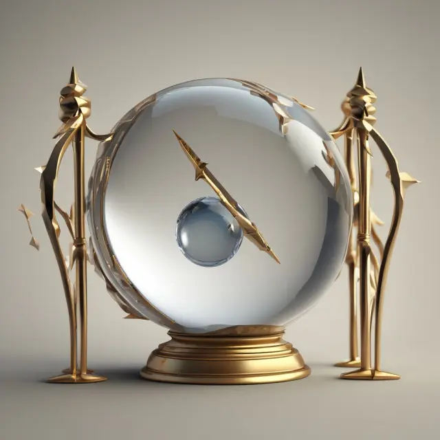Golden arrows disrupting a crystal ball with the label 