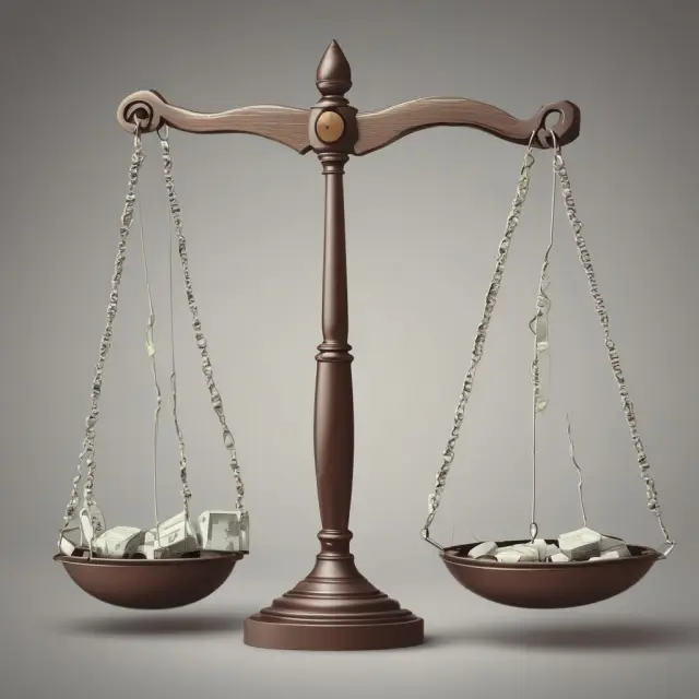 Image depicts a balanced scale with weights symbolizing the harmonic mean in finance, representing accurate representation and equal treatment of data points