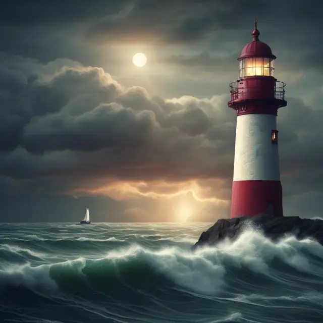 Business owners navigating taxes; Input Tax Credits and Rebates depicted as beaconing lighthouses