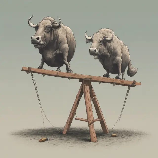 Herd of investors on one end and rational investor on the other end of a seesaw, highlighting Harry Markowitz