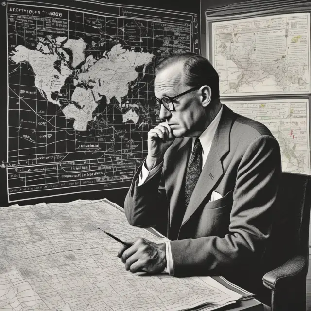 Image: Harry Markowitz examining stars representing robo-advisors in a vast cosmos, demonstrating adherence to Modern Portfolio Theory.