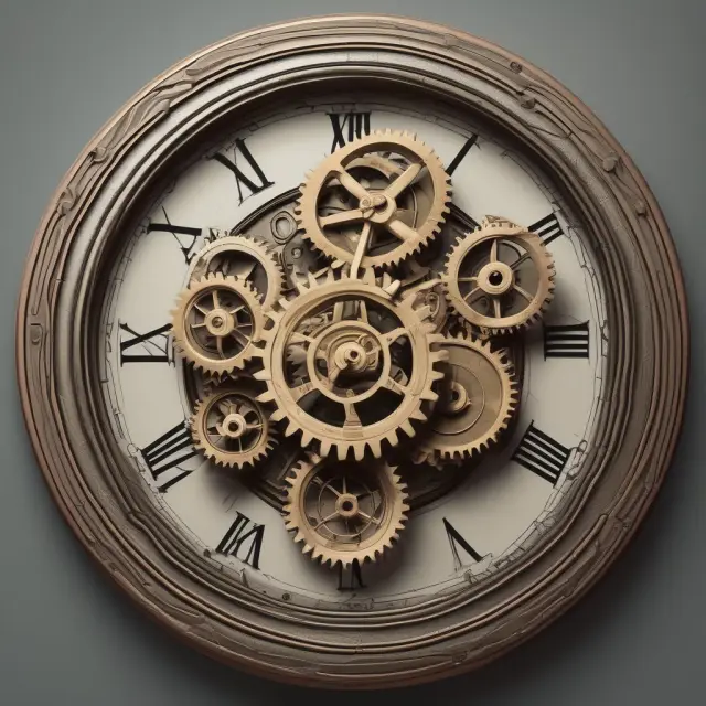 An image of a large clock with intricate gears symbolizing the HSR Act