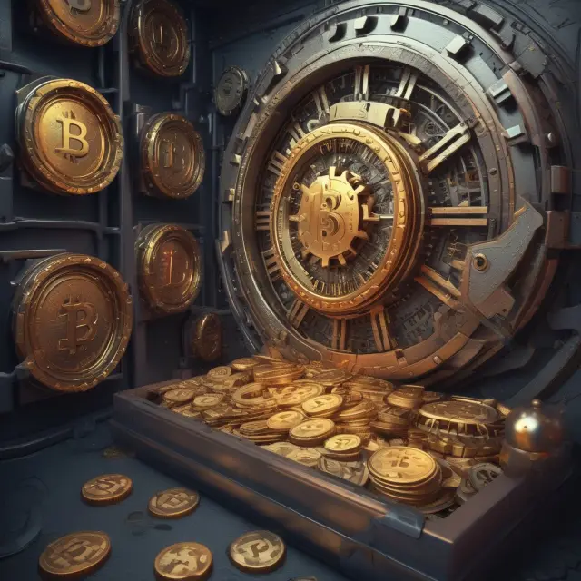A clockwork vault with intricate gears, releasing Bitcoin as both CheckLockTimeVerify and CheckSequenceVerify timelocks pass