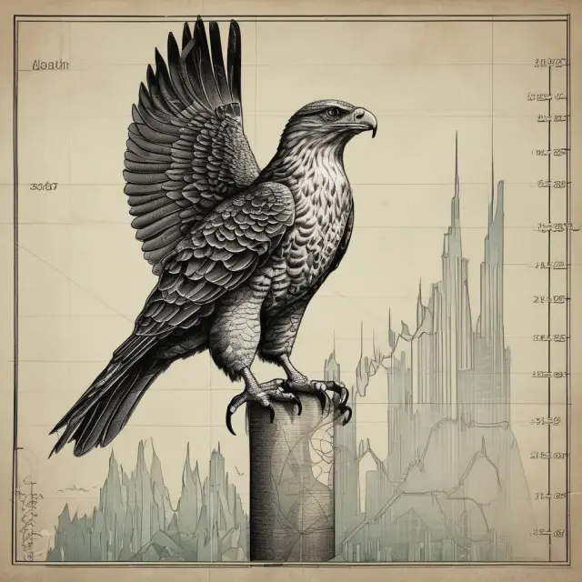 An inflation hawk observing the economic landscape and maintaining price stability