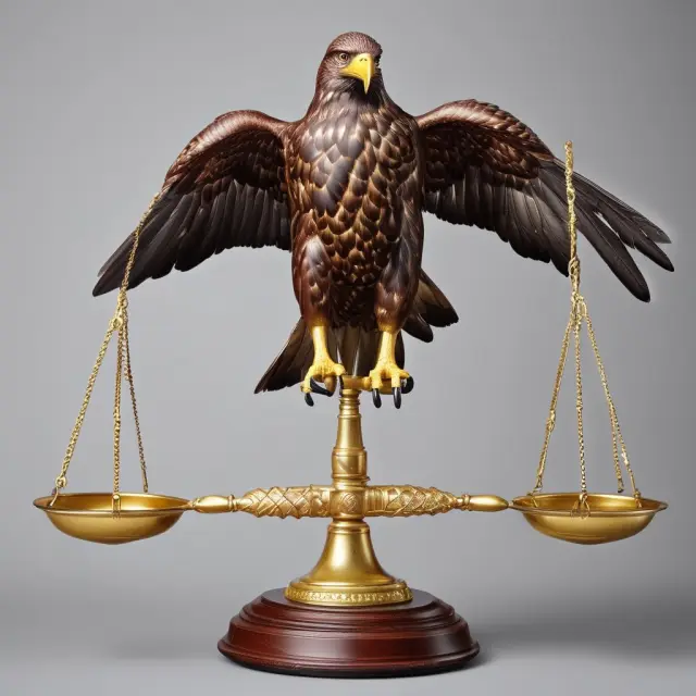 An Inflation Hawk balancing deflation and inflation on a scale, adjusting interest rates for optimal economic conditions.