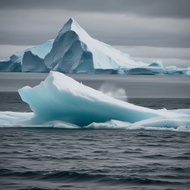 An investor standing on a boat, observing a tranquil iceberg. Hidden beneath its surface, various high-risk activities represent potential dangers for insurance coverage