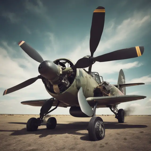 An image of an aircraft propeller entangled with a war tank, representing the exclusion of coverage for injuries from aircraft or war in insurance policies.