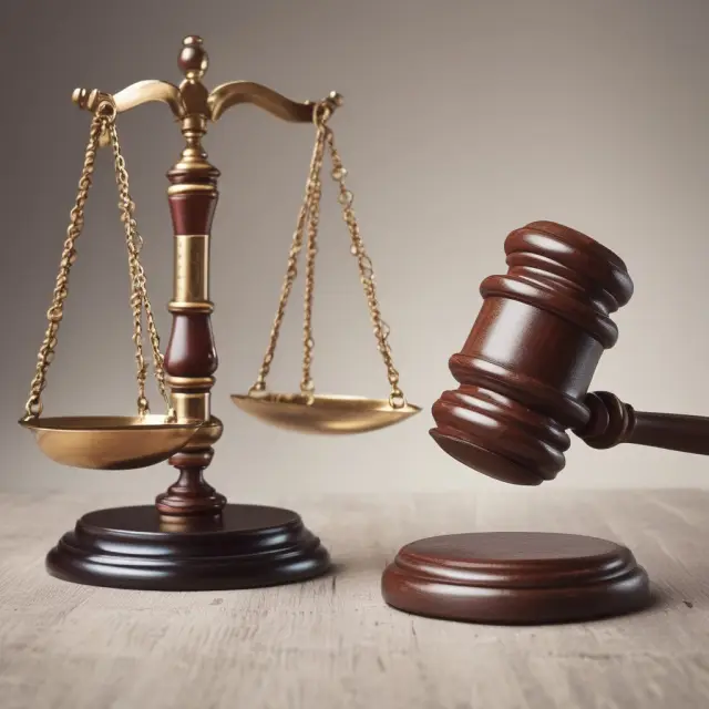 Judge weighing scales represent court