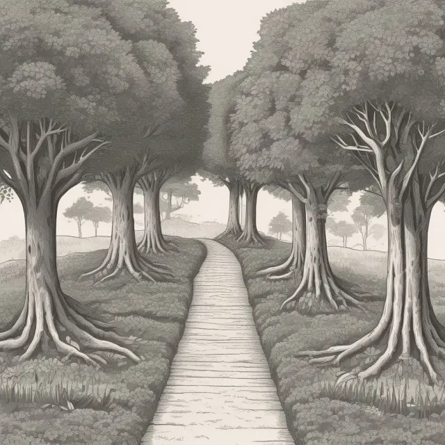 An image of a beautiful garden filled with various trees connected by their roots to symbolize the hierarchical structure of HD wallets and master seeds.