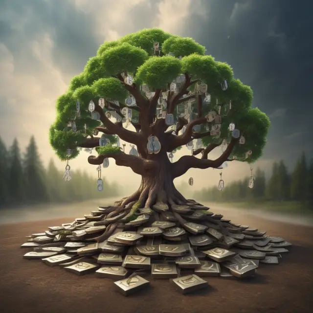 Master tree growing child keys, representing HD wallets