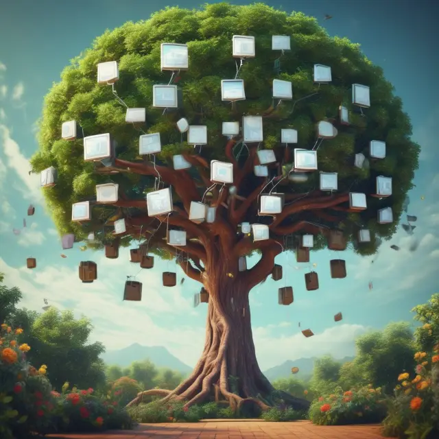 HD wallet tree blooming with security, organization, and growth potential