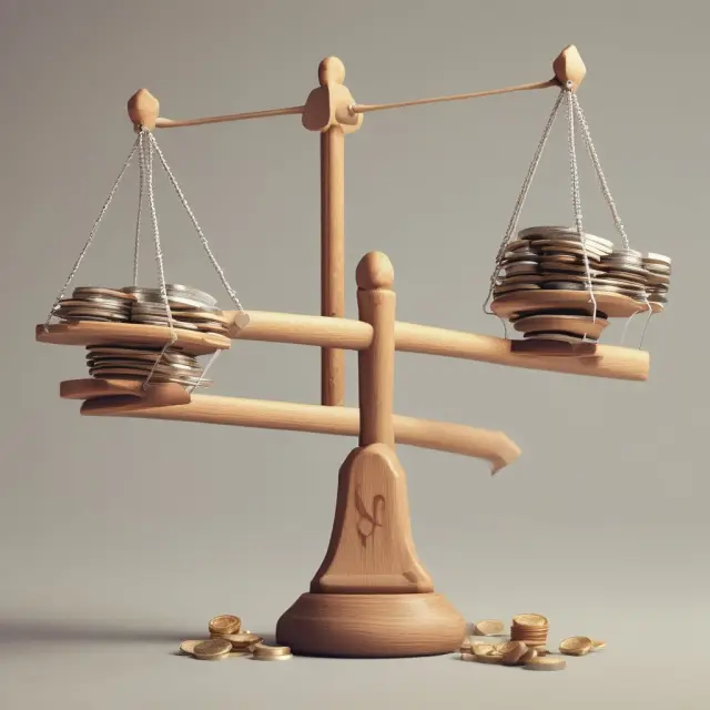 A giant seesaw represents a comparison between High-Deductible Health Plans (HDHPs) and traditional insurance plans. Coins symbolize premiums, deductibles, and out-of-pocket costs.