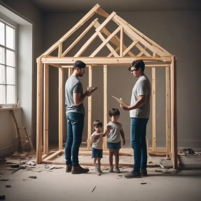 Divorced couple rebuilding a house symbolizes the impact of TCJA on filing status, with one person assuming head of household responsibilities