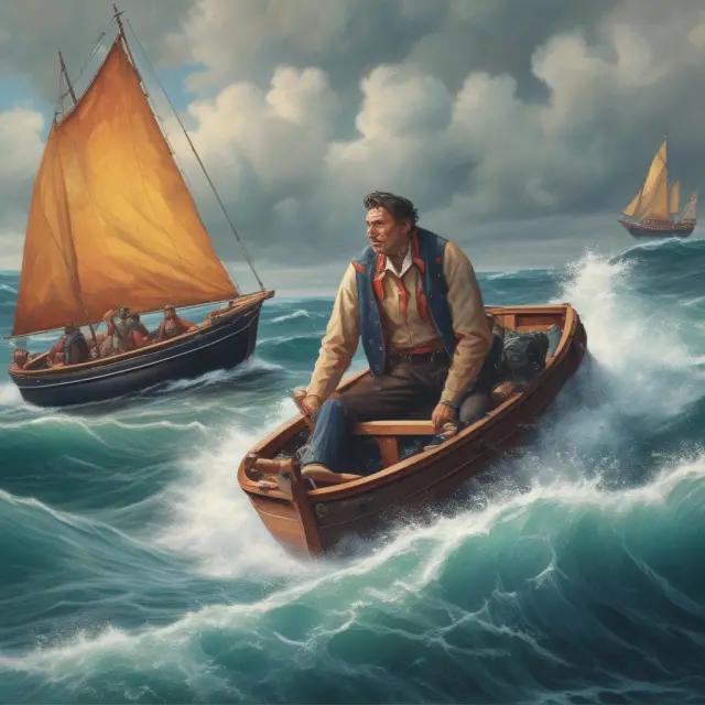 A sailor braves turbulent waters, using stop losses as life vests while referencing a compass to remain informed