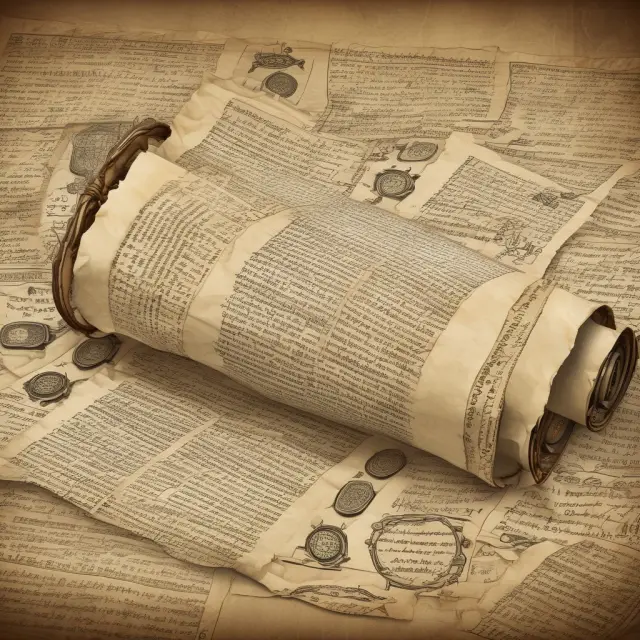 An image of an ancient scroll unraveling, revealing symbols illustrating FAQ topics: core & headline inflation, BLS, CPI, and central banks