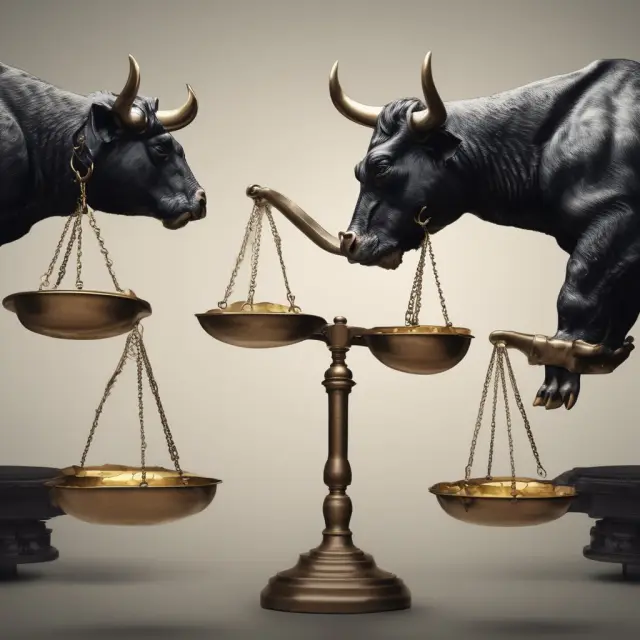 Bull and bear scales illustrating impact of one-time charges, write-offs, and discontinued operations on reported earnings