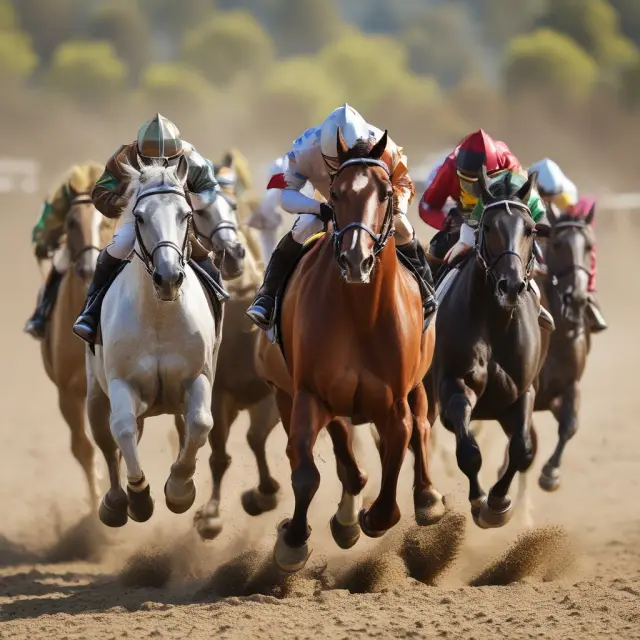 Horses representing Bronze, Silver, Gold, and Platinum health plans race towards a finish line symbolizing essential health benefits