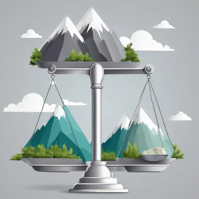 Image of scales balanced by a person, mountains representing various health insurance plans, silver plan shown as a mountain with an optimal climbing path