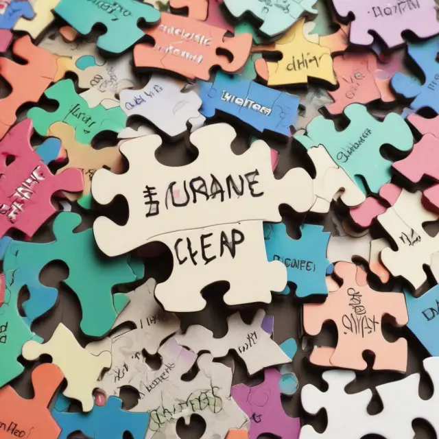 Image of a jigsaw puzzle depicting the terms copay, deductible, and coinsurance as interconnected puzzle pieces representing costs in health insurance.