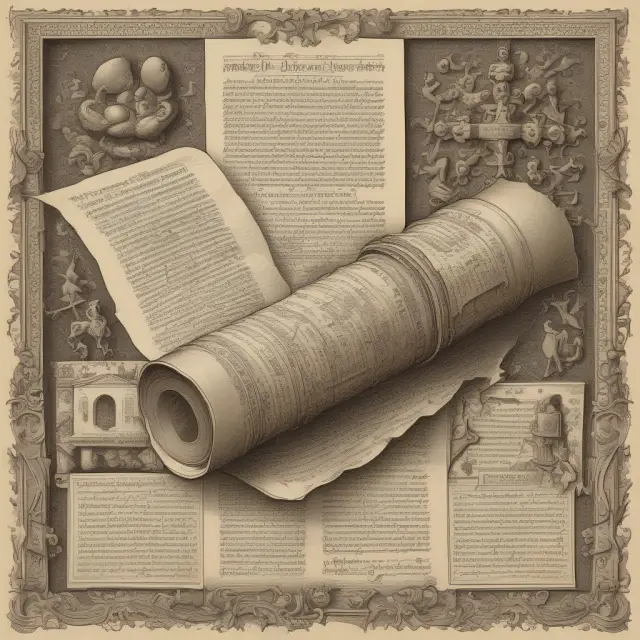 An ancient scroll unveils a jigsaw puzzle labeled 