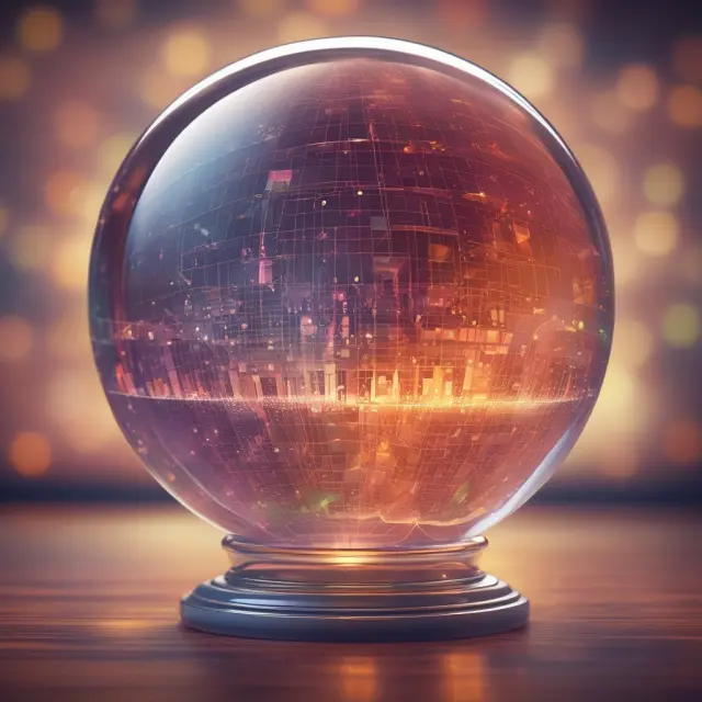 Crystal ball illustrating future applications of heatmaps in finance with swirling financial data.